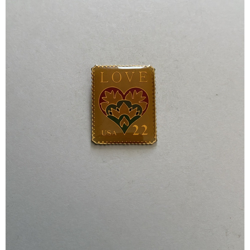 USPS Postage Stamp Lapel Pin LOVE 22 Cent Stamp Brooch Pinback Vintage Winco
